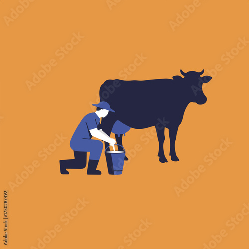 Person milking cow into bucket