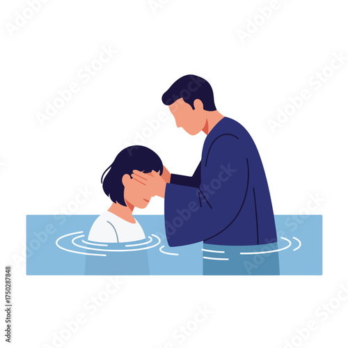Cleric baptizing person in water