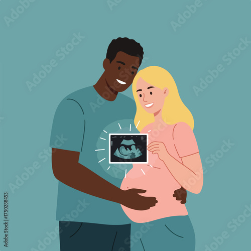 Couple proudly holds an ultrasound image, anticipating new life