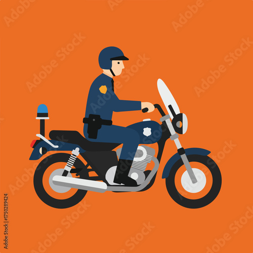 Officer on a motorcycle with blue light