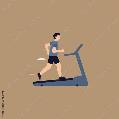 Person running on a treadmill, graphic illustration of fitness and exercise