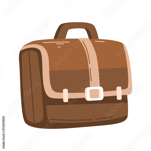 Brown Briefcase Illustration with Detailed Color and Pixelated Design on Transparent Background