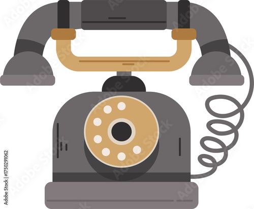 Vintage Telephone Illustration with Detailed Design and Transparent Background