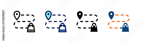 Shopping Location All In One Icon Multi Styles Vector Set