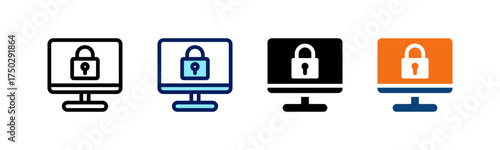 Computer Security All In One Icon Multi Styles Vector Set