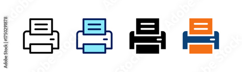 Printer All In One Icon Multi Styles Vector Set