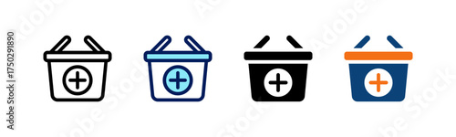 Add To Basket All In One Icon Multi Styles Vector Set