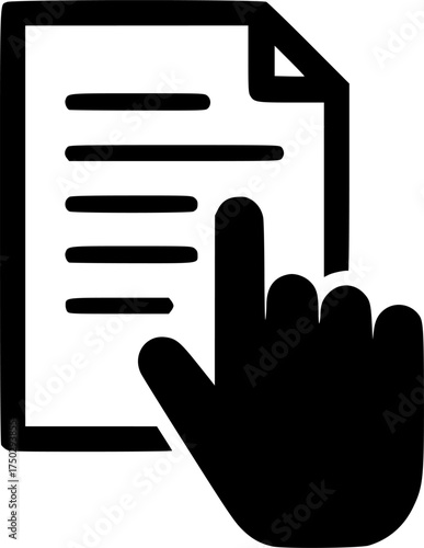 Document and hand icon on transparent background for web and graphic design
