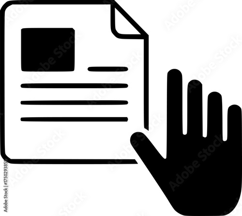 Document and hand icon on transparent background for web and graphic design
