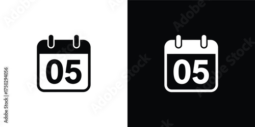 Inverted Calendars Displaying the Number 5 Black on White and White on Black