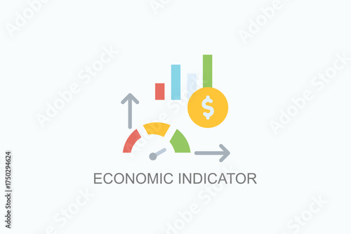 Economic Indicator Icon Or Logo Isolated Vector Illustration
