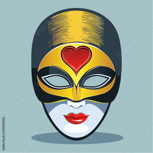 mendacity of desire theatrical mask half heart noir editorial illustration black blood red alabaster dramatic composition for essays cultural criticism book covers and magazines