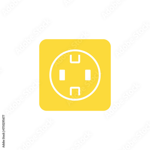 Yellow Square Outlet Icon with White Interior on White Background