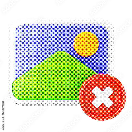 3d image picture photo delete failed halftone style