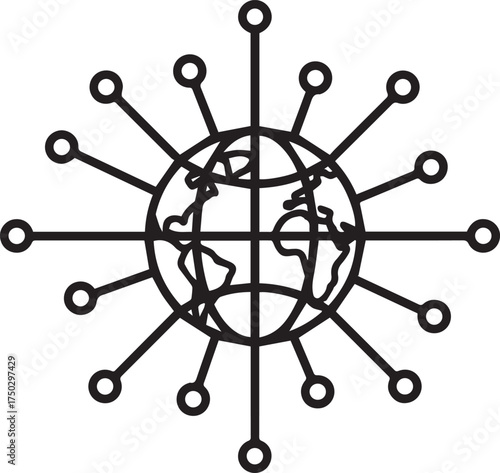 Global network connecting the world, showcasing international reach with a modern, minimalist design perfect for technology and communications companies
