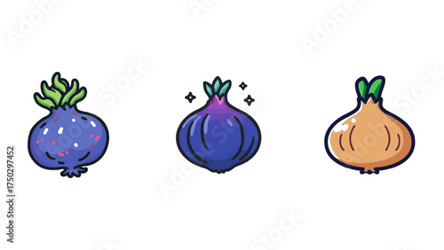 Cute Colorful Onion Vegetable Illustration