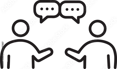 Dynamic communication icon showcases conversation, collaboration, and teamwork, perfect for illustrating business discussions and social interactions in modern designs