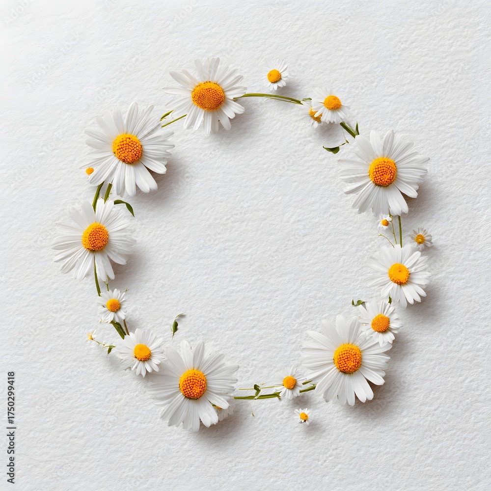 Obraz premium Delicate White Daisies Form Beautiful Circle on Textured Background