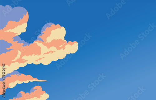 Afternoon landscape, cloud, sunset vector background