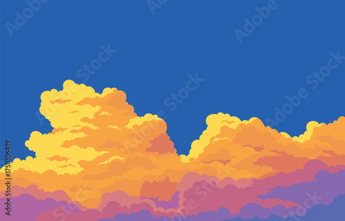Afternoon landscape, cloud, sunset vector background