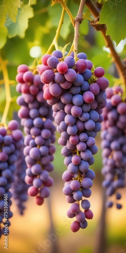 Wallpaper Mural Ripe purple grapes dangle from the branch of a robust vine amidst a lush vineyard background Torontodigital.ca