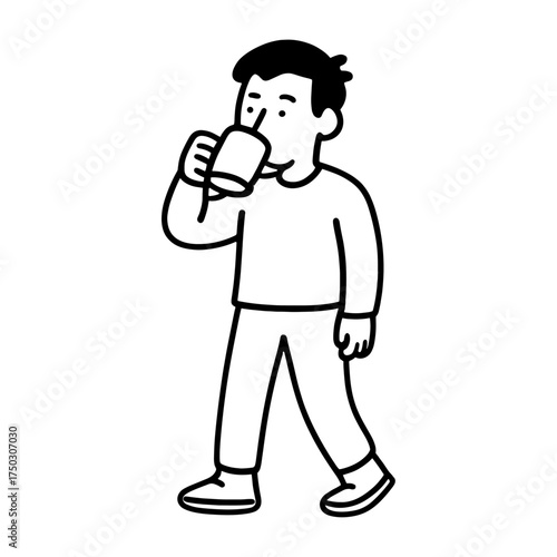 Cartoon person drinking coffee vector