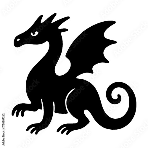 Majestic black dragon silhouette vector
