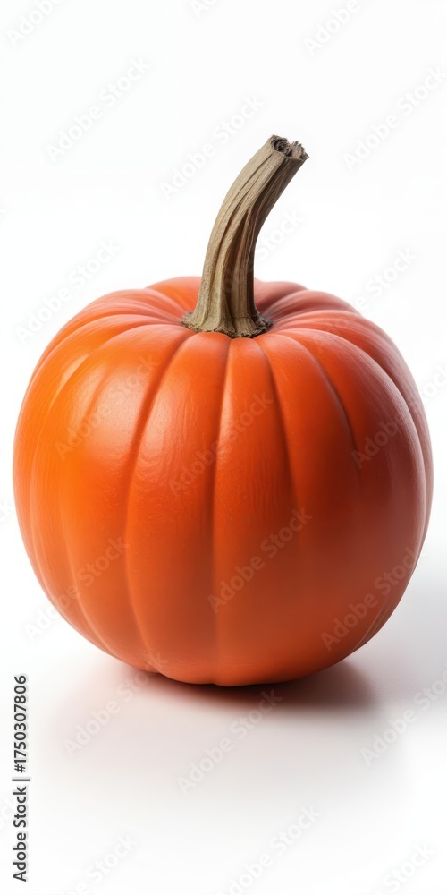 Obraz premium Whole red Kuri pumpkin on white background