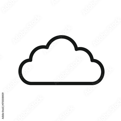 Cloud Icon, Outline Style, Weather Element, Isolated Design, Minimalist, Simple Symbol