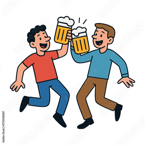 Celebration friends clinking beer vector