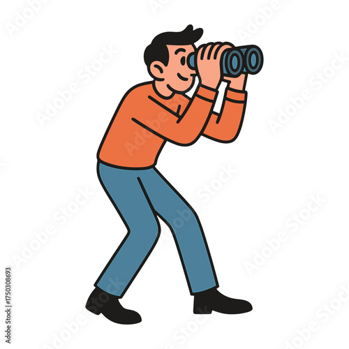 Cartoon character with binoculars vector