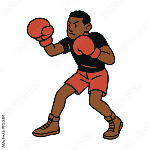 Cartoon boxer in fighting stance vector