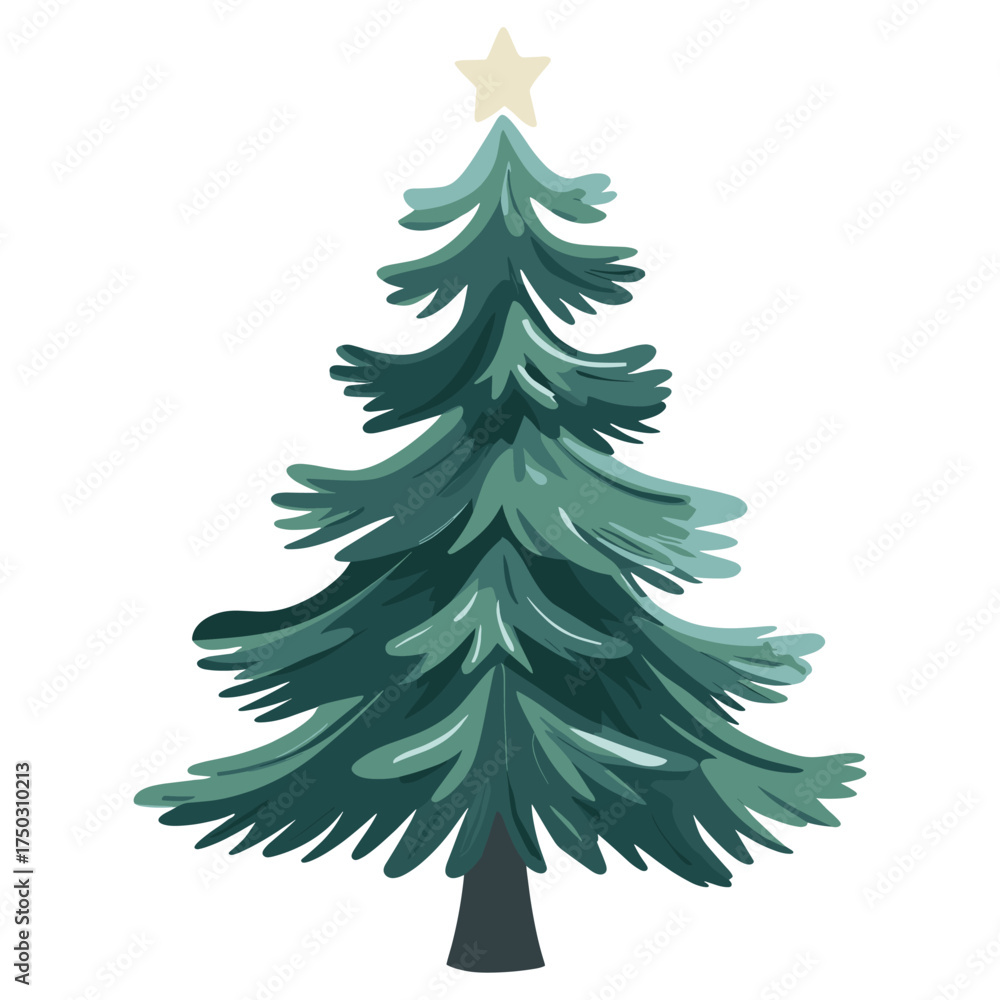 Fototapeta premium Christmas pine tree illustration chandelier decoration vector