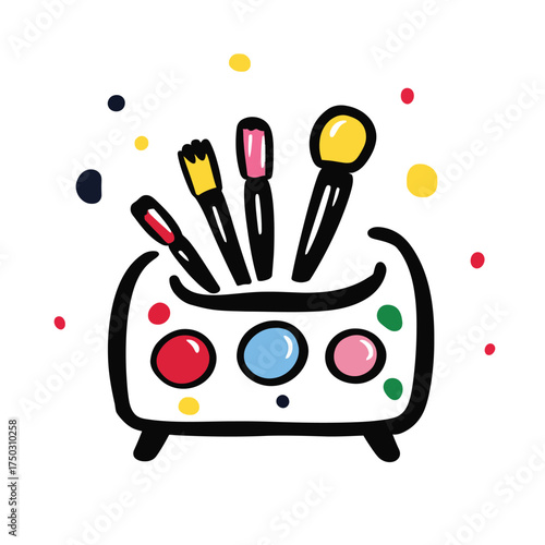 Multicolored Make up Brush Set Holder with Background, Beauty Design, Fun