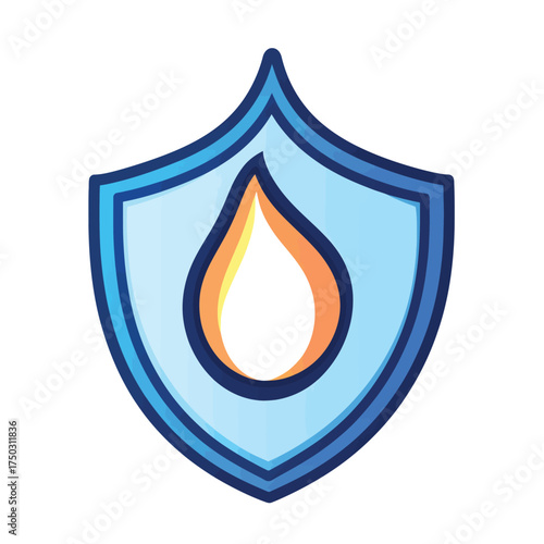 Water Drop Inside Security Shield Outline Icon on Background