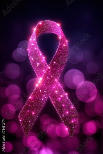 Wallpaper Mural Sparkling pink ribbon on purple bokeh background symbolizing breast cancer awareness Torontodigital.ca