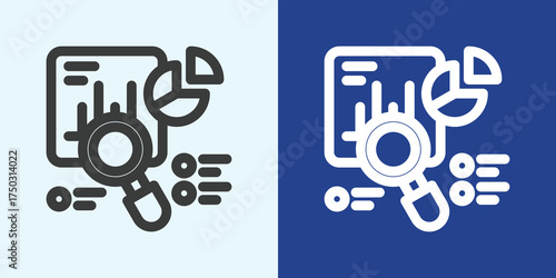 Statistical Analysis Icon Set in Black and White Outline Style