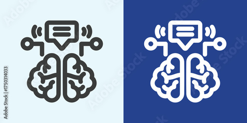 Natural Language Processing Icon Set in Black and White Outline Style