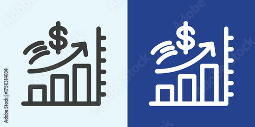 Forecasting Icon Set in Black and White Outline Style