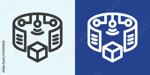 Augmented Reality Icon Set in Black and White Outline Style