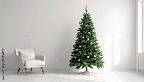 Christmas Tree in a Bright Room.