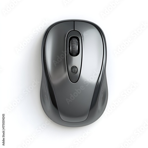 Black Wireless Computer Mouse on White Background for Tech Use
