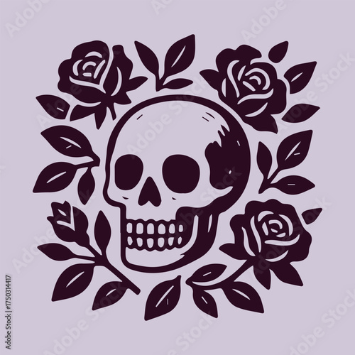 ornament mozaik skull and flower illustration vector checkerboard leaves leaf heart circle rose