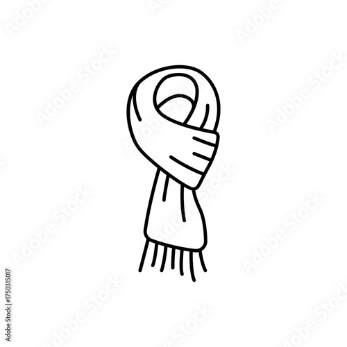 Outline knitted fashion winter scarf line art icon