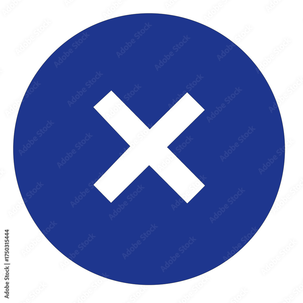 Obraz premium Blue circle with white X inside, cancel symbol, simple design
