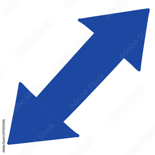 Blue double-headed arrow shape, direction symbol