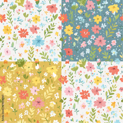 A collage of pattern flowers collection of floral pattern
3