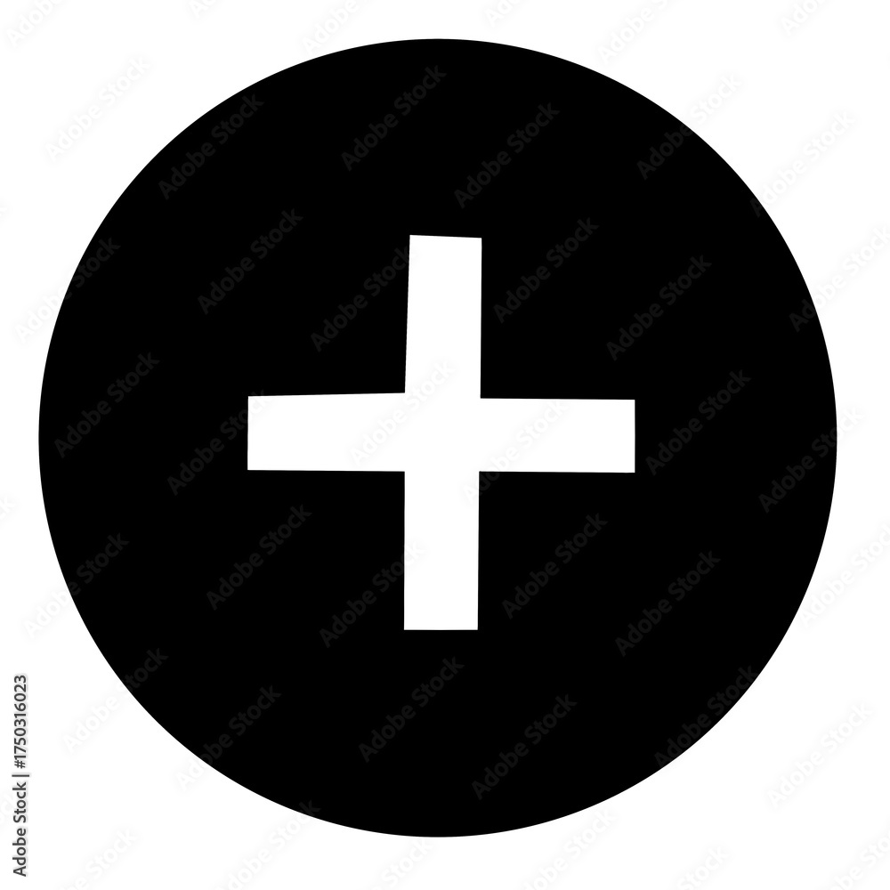 Obraz premium Circle icon with a plus sign inside, add symbol, simple design