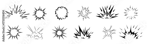 Cartoon comic element speed effect doodle line set.  Vector illustration