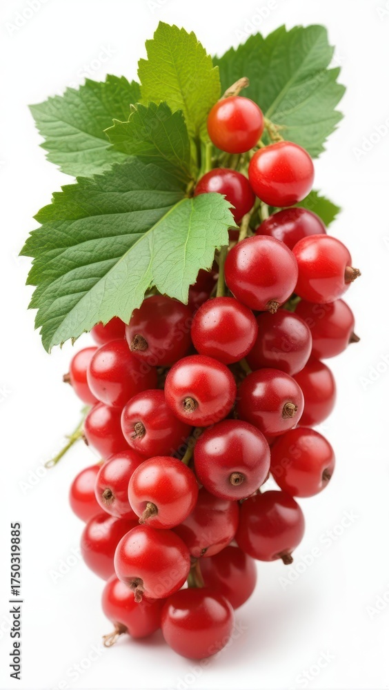 Fototapeta premium Fresh red currant isolated on white background with slight texture and subtle gradient